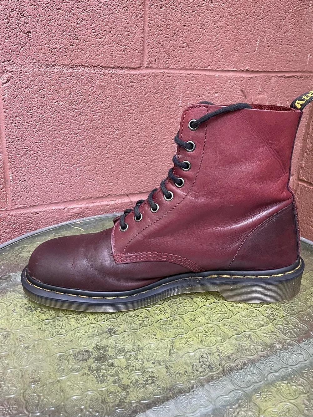 Dr Martens 1460 Pascal Burgundy Red Leather Combat Boots Size 11 Men’s
